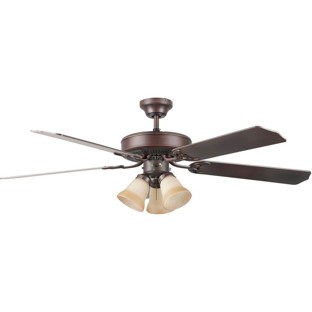 Concord Fans-52HEH5EORB-Heritage Home - 52 Inch Ceiling Fan with Light Kit   Oil Rubbed Bronze Finish with Oak Blade Finish with Antique Amber Scavo Glass