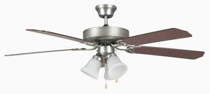Concord Fans-52HEH5ESN-Heritage Home - 52 Inch Ceiling Fan   Satin Nickel Finish with Rosewood/Silver Oak Blade Finish with Opal White Glass