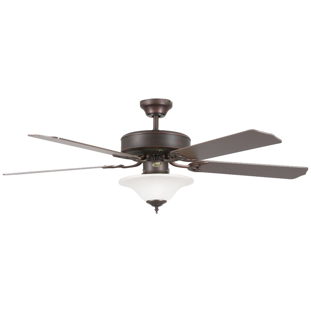Concord Fans-52HES5ORB-MB-LED-WH-Heritage Square - 52 Inch 5 Blade Ceiling Fan with Light Kit   Oil Rubbed Bronze Finish with Oil Rubbed Bronze Blade Finish with White Alabaster Glass