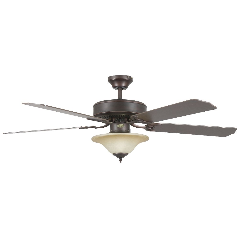 Concord Fans-52HES5ORB-MB-LED-Heritage Square - 52 Inch 5 Blade Ceiling Fan with Light Kit   Oil Rubbed Bronze Finish with Oil Rubbed Bronze Blade Finish with Antique Amber Scavo Glass