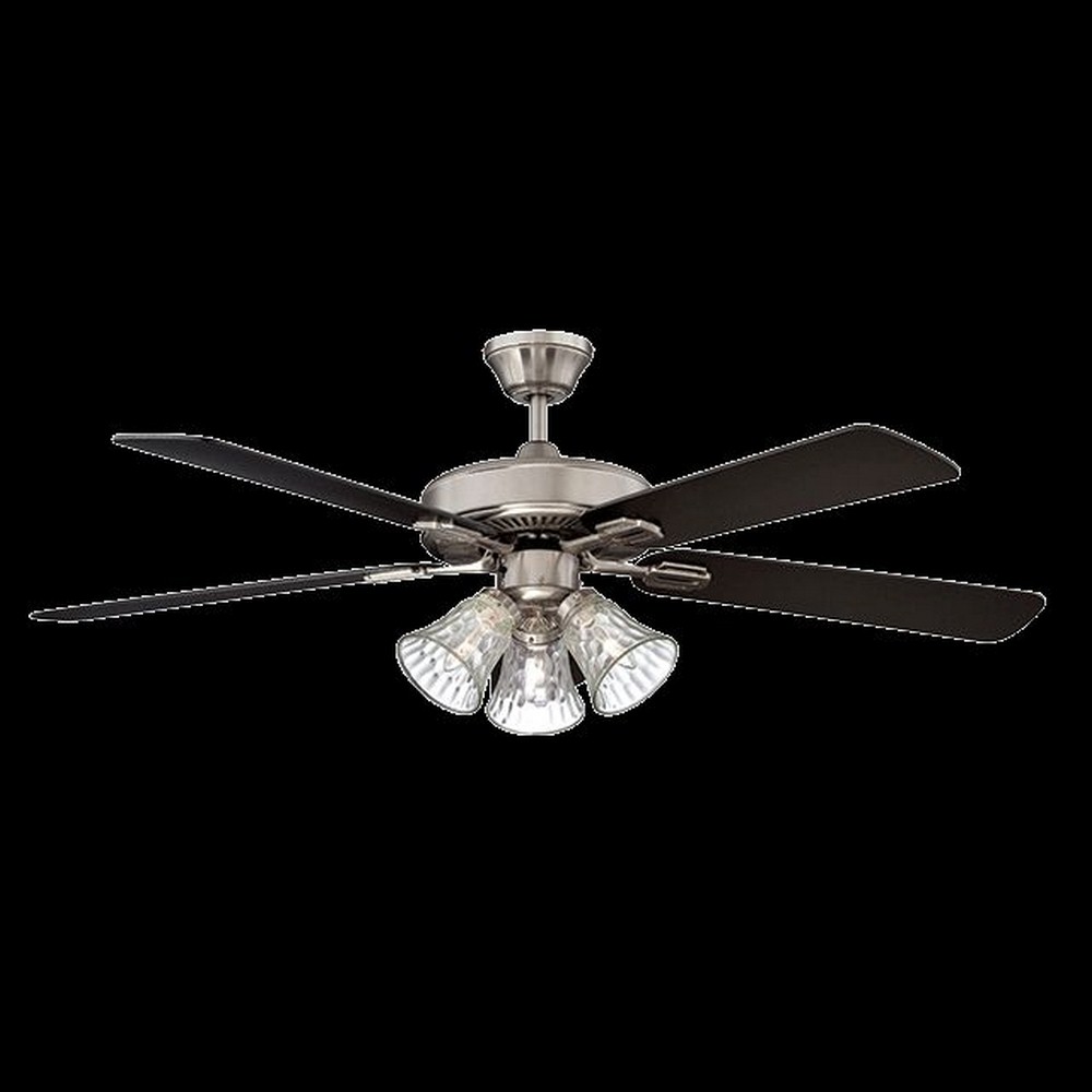 Concord Fans-52RIC5EST-Richmond - 52 Inch Ceiling Fan with Light Kit   Stainless Steel Finish with Black Forest/Rosewood Blade Finish with Clear Chisel Glass