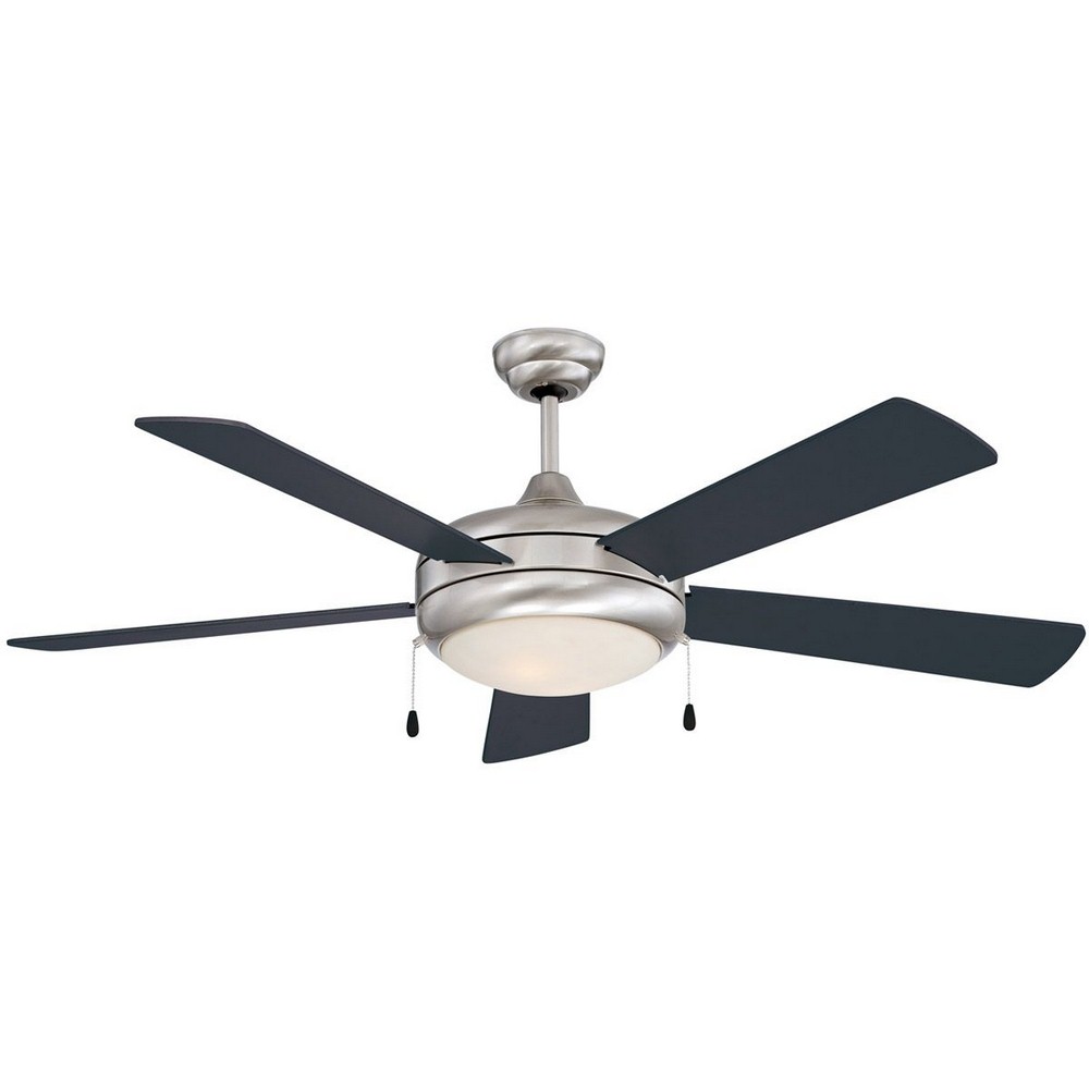 Concord Fans-52SAX5EST-Saturn-EX - 52 Inch Ceiling Fan with Light Kit   Stainless Steel Finish with Black/Rosewood Blade Finish with Frosted Opal Glass
