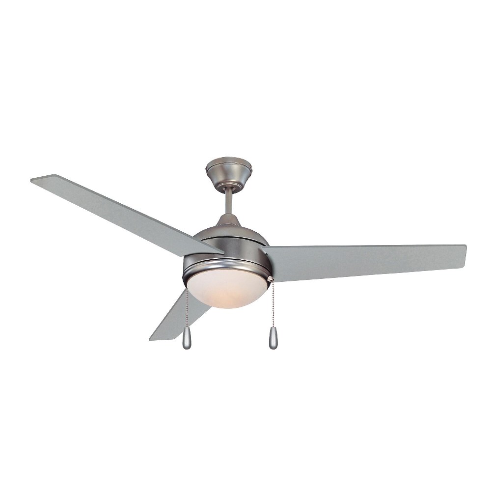 Concord Fans-52SKY3SN-PCHN-ES-LED-Skylark - 52 Inch 3 Blade Ceiling Fan with Light Kit   Satin Nickel Finish with Chrome Blade Finish with Frosted Opal Glass