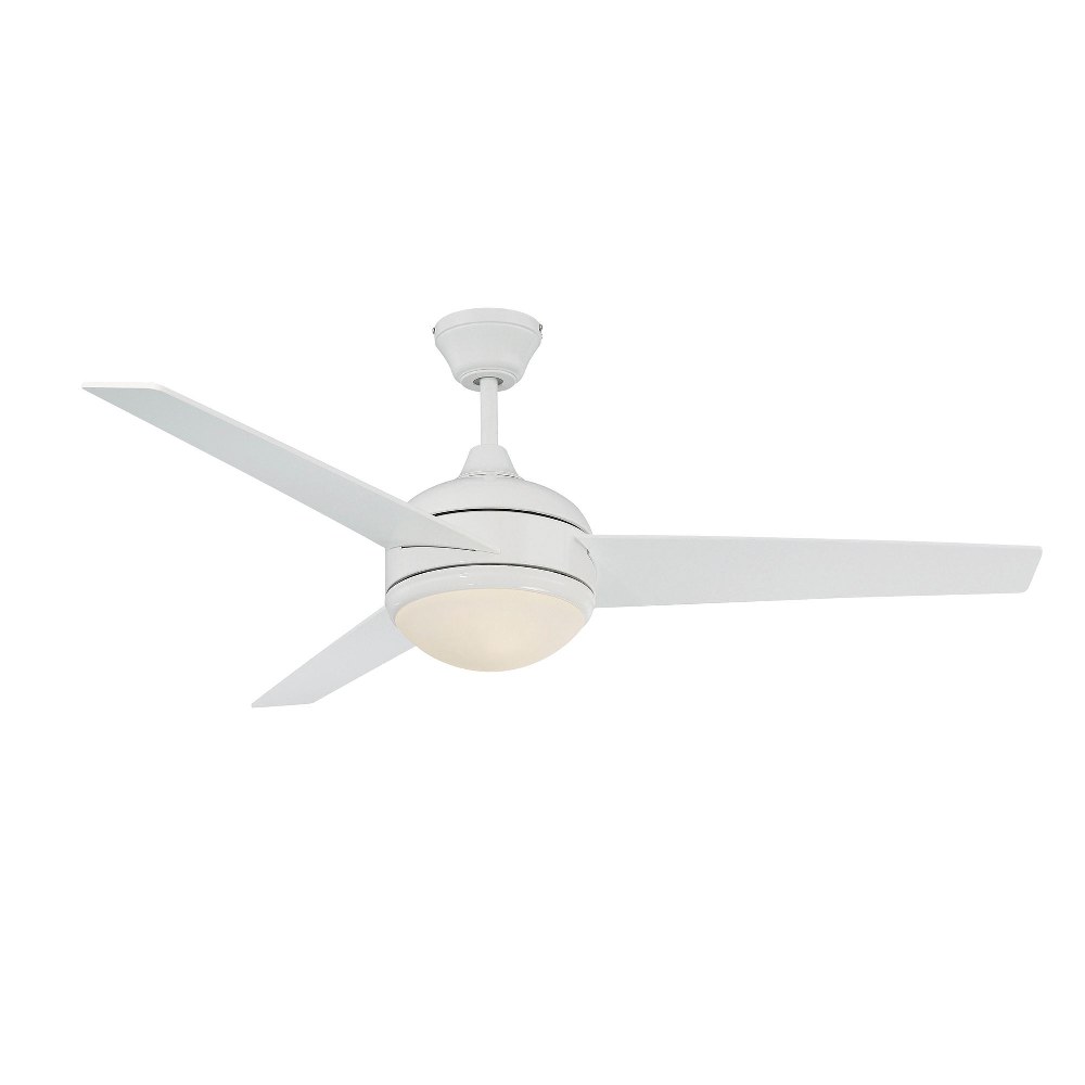 Concord Fans-52SKY3WH-MB-LED-Skylark - 52 Inch 3 Blade Ceiling Fan with Light Kit   White Finish with White Blade Finish with Frosted Opal Glass