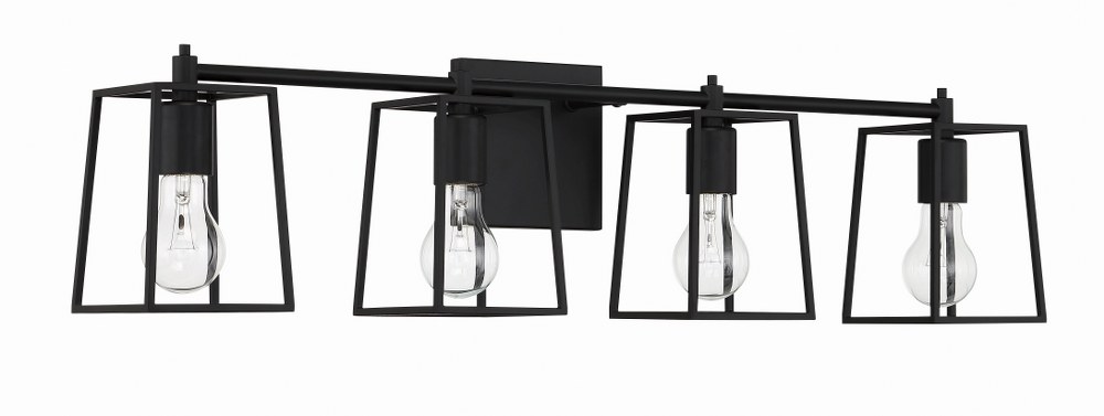 Craftmade Lighting-12132FB4-Dunn - 4 Light Bath Vanity In Transitional Style-7.88 Inches Tall and 31.75 Inche Wide Flat Black Brushed Polished Nickel Finish