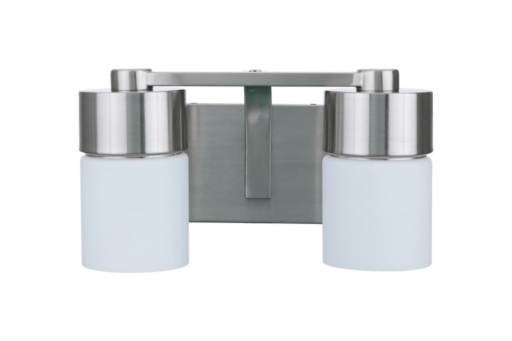 Craftmade Lighting-12314BNK2-District 2 Light Transitional Bath Vanity in Transitional Style - 13.5 inches wide by 7 inches high Brushed Polished Nickel Brushed Polished Nickel Finish with White Opal Glass