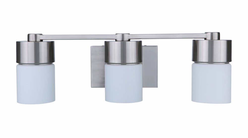 Craftmade Lighting-12322BNK3-District 3 Light Transitional Bath Vanity in Transitional Style - 22.25 inches wide by 7 inches high Brushed Polished Nickel Brushed Polished Nickel Finish with White Opal Glass