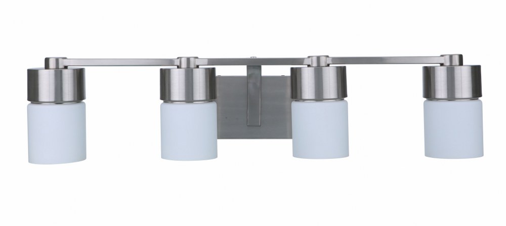 Craftmade Lighting-12331BNK4-District 4 Light Transitional Bath Vanity in Transitional Style - 31.25 inches wide by 7 inches high Brushed Polished Nickel Brushed Polished Nickel Finish with White Opal Glass