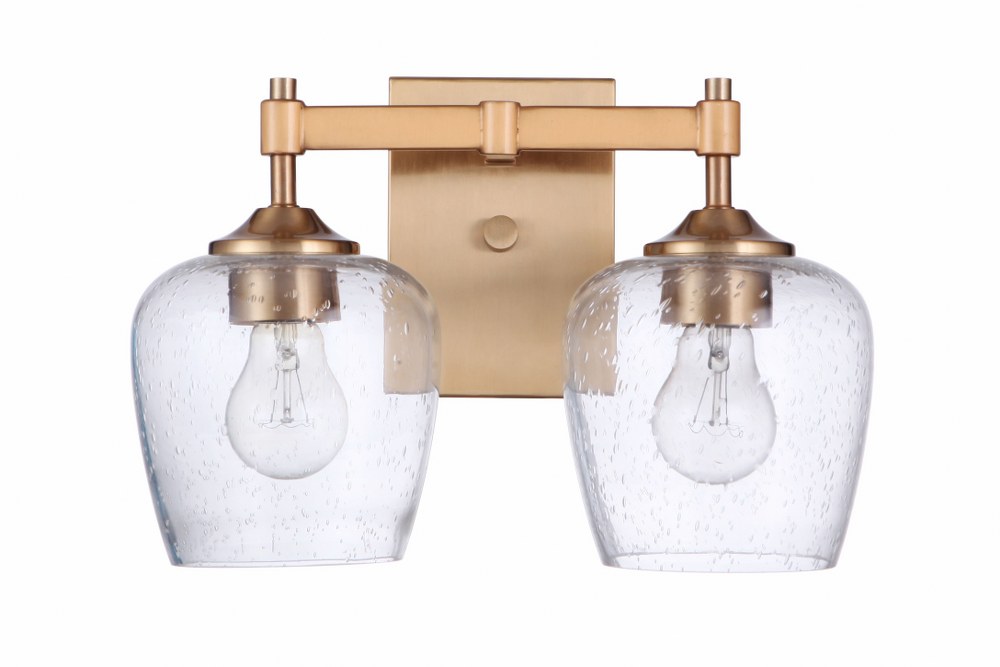 Craftmade Lighting-12413SB2-Stellen 2 Light Transitional Bath Vanity Approved for Damp Locations - 13 inches wide by 9.25 inches high Satin Brass Brushed Polished Nickel Finish with Clear Seeded Glass