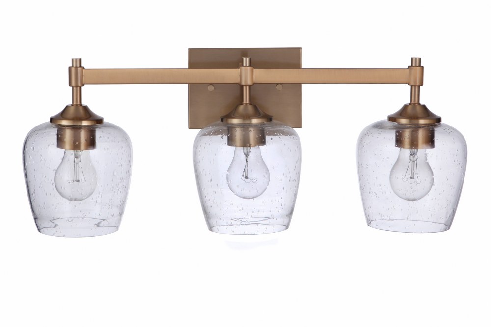 Craftmade Lighting-12422SB3-Stellen 3 Light Transitional Bath Vanity Approved for Damp Locations - 22 inches wide by 9.25 inches high Satin Brass Brushed Polished Nickel Finish with Clear Seeded Glass