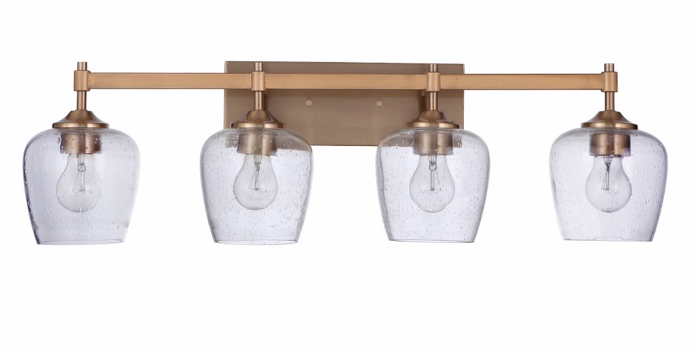 Craftmade Lighting-12430SB4-Stellen 4 Light Transitional Bath Vanity Approved for Damp Locations - 30.25 inches wide by 9.25 inches high Satin Brass Brushed Polished Nickel Finish with Clear Seeded Glass