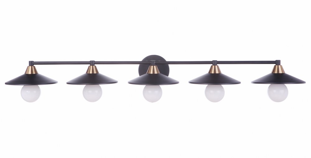 Craftmade Lighting-12546FBSB5-Isaac - 5 Light Bath Vanity In Transitional Style-5.13 Inches Tall and 46 Inche Wide Flat Black/Satin Brass Brushed Polished Nickel Finish