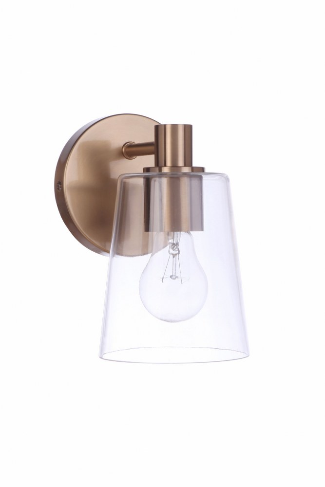 Craftmade Lighting-12605SB1-Emilio - 1 Light Wall Sconce In Transitional Style-8 Inches Tall and 5 Inche Wide Satin Brass Brushed Polished Nickel Finish with Clear Glass