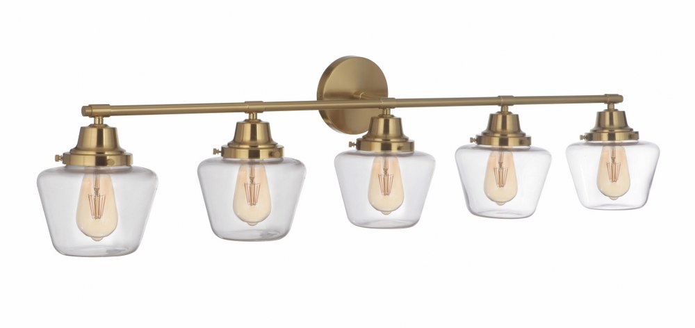 Craftmade Lighting-19548SB5-Essex 5 Light Transitional/Modern & Contemporary Bath Vanity Transitional Style - 48.25 inches wide by 12.13 inches high Satin Brass  Satin Brass Finish with Clear Glass