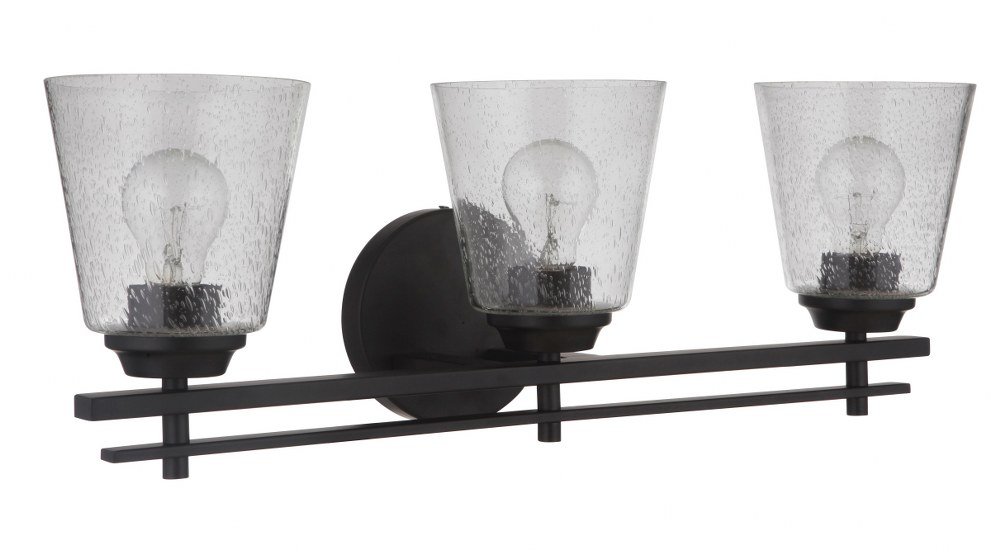 Craftmade Lighting-19624FB3-Drake 3 Light Transitional/Modern & Contemporary Bath Vanity Approved for Damp Locations Flat Black  Flat Black Finish