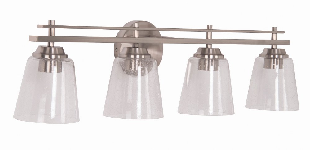 Craftmade Lighting-19633BNK4-Drake - 4 Light Bath Vanity - 33.08 inches wide by 8.5 inches high Brushed Polished Nickel  Brushed Polished Nickel Finish with Clear Seeded Glass