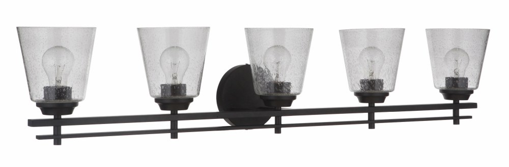 Craftmade Lighting-19642FB5-Drake 5 Light Transitional/Modern & Contemporary Bath Vanity in Transitional Style - 42 inches wide by 9.5 inches high Flat Black  Flat Black Finish