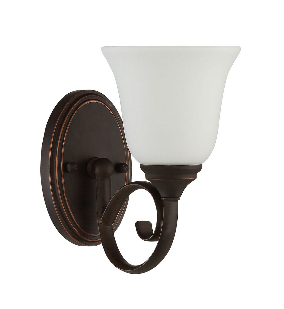 Craftmade Lighting-24201-MB-WG-Barrett Place - One Light Wall Sconce - 6 inches wide by 9.5 inches high   Mocha Bronze Finish with White Frosted Glass