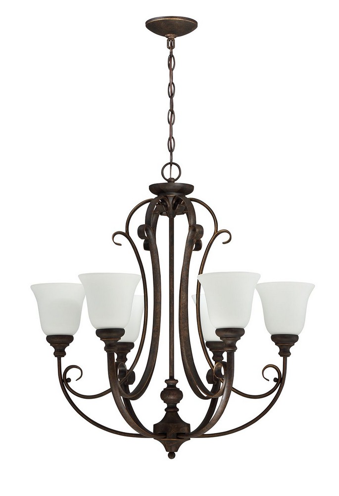 Craftmade Lighting-24226-MB-WG-Barrett Place - Six Light Chandelier - 27 inches wide by 29.5 inches high   Mocha Bronze Finish with White Frosted Glass