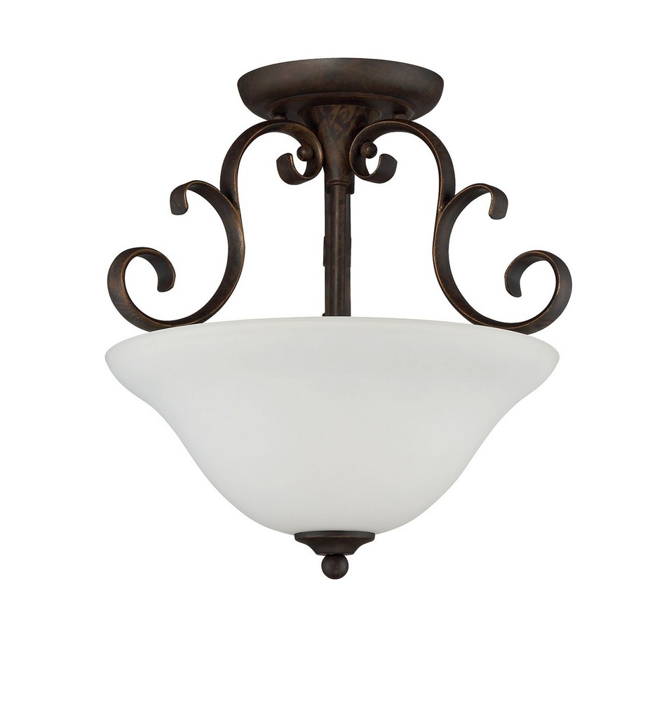 Craftmade Lighting-24263-MB-WG-Barrett Place - Three Light Semi-Flush Mount - 15 inches wide by 14.75 inches high   Mocha Bronze Finish with White Frosted Glass