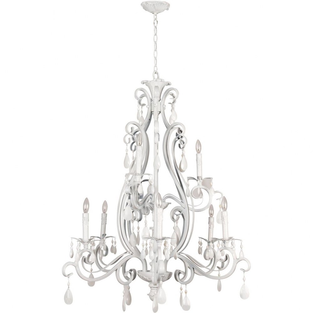 Craftmade Lighting-25629-GW-Englewood - Nine Light 2-Tier Chandelier - 34.5 inches wide by 37 inches high   Gloss White Finish with Painted Crystal