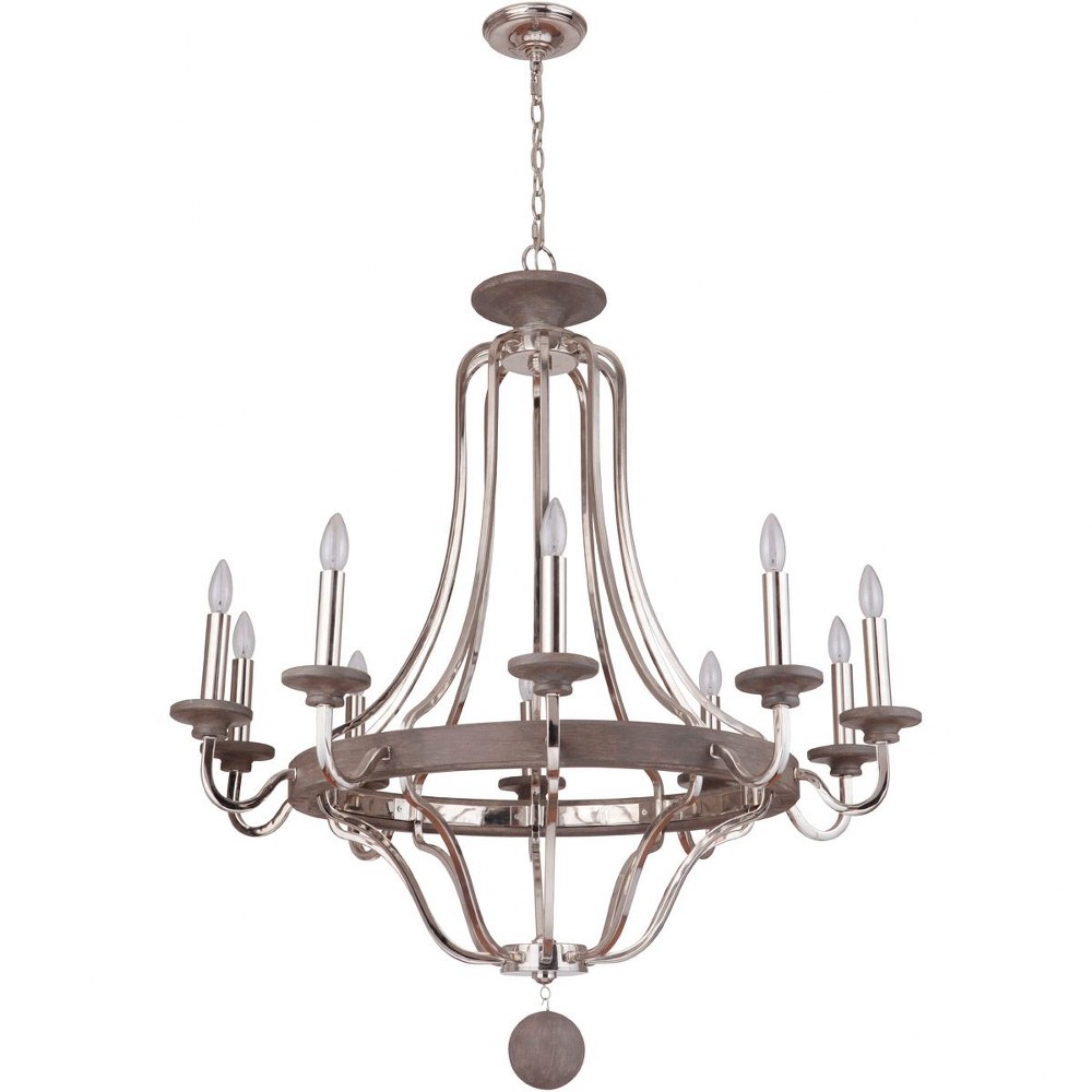 Craftmade Lighting-36510-PLNGRW-Ashwood - Ten Light Chandelier - 38.5 inches wide by 40 inches high   Polished Nickel/Greywood Finish