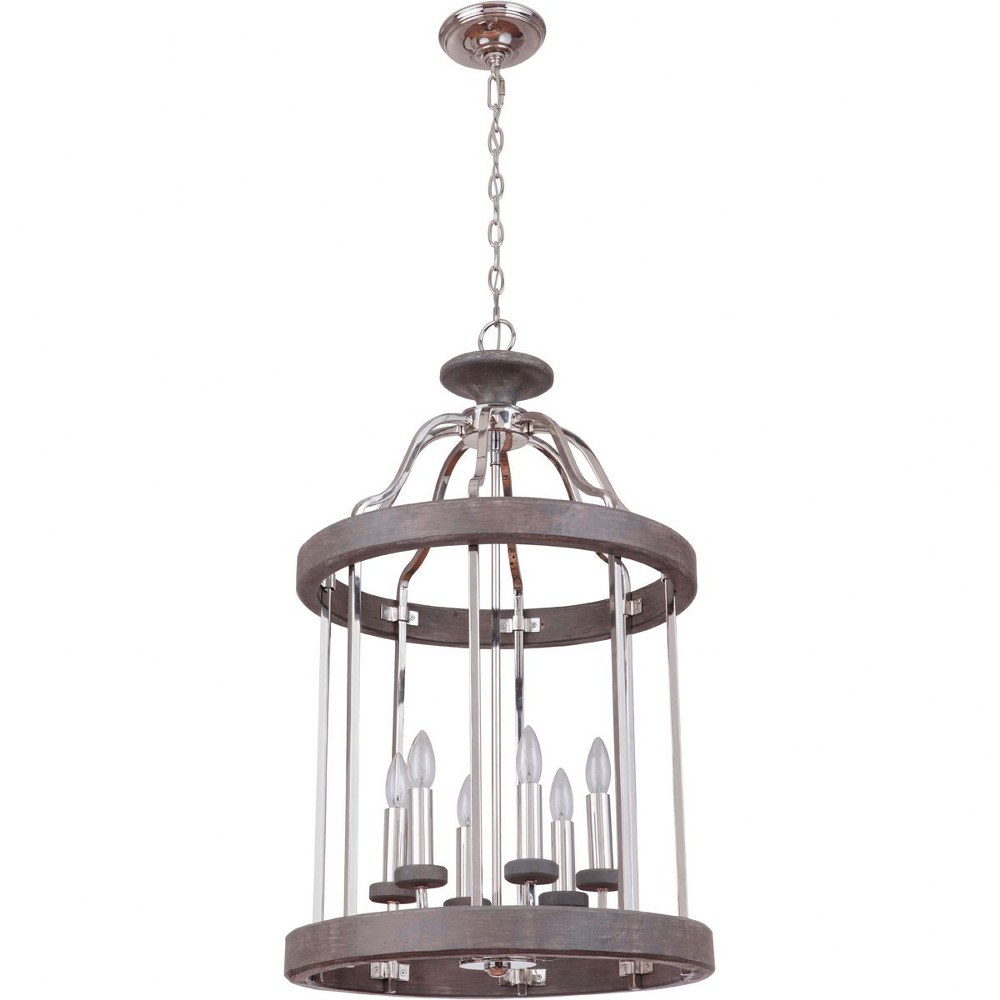 Craftmade Lighting-36536-PLNGRW-Ashwood - Six Light Foyer - 20 inches wide by 33.8 inches high   Polished Nickel/Greywood Finish