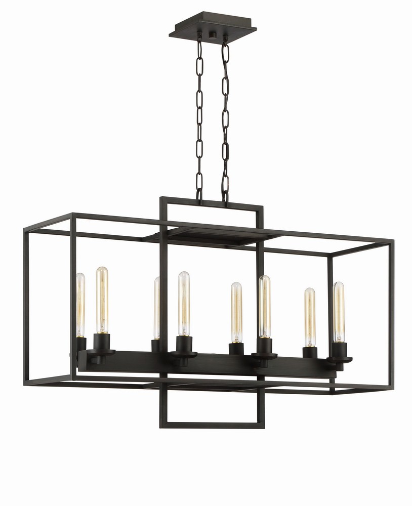 Craftmade Lighting-41528-ABZ-Cubic - Eight Light Linear Chandelier - 12 inches wide by 24.5 inches high Aged Brushed Bronze  Chrome Finish