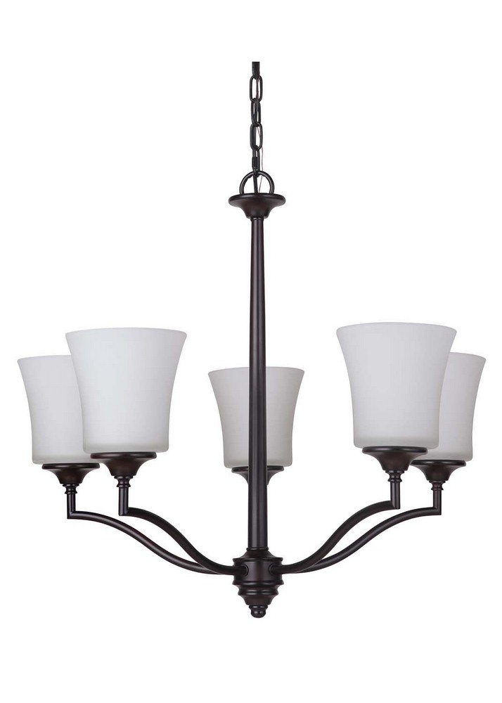 Craftmade Lighting-41725-OB-Helena - Five Light Chandelier - 25.5 inches wide by 22 inches high Oiled Bronze  Polished Nickel Finish with White Frosted Glass