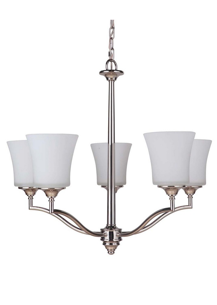 Craftmade Lighting-41725-PLN-Helena - Five Light Chandelier - 25.5 inches wide by 22 inches high Polished Nickel  Polished Nickel Finish with White Frosted Glass