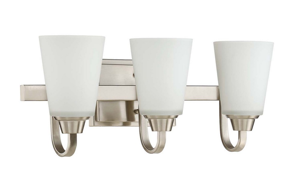 Craftmade Lighting-41903-BNK-Grace 3 Light Bath Vanity - 21 inches wide by 8 inches high Brushed Polished Nickel White Frosted Espresso Finish