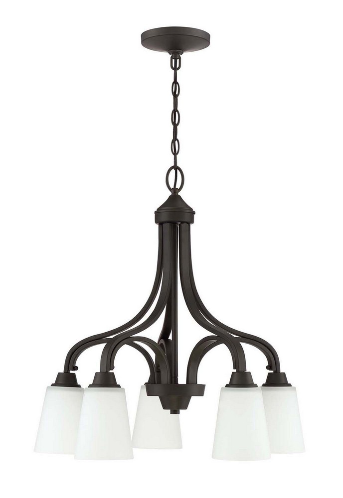 Craftmade Lighting-41915-ESP-Grace - Five Light Down Chandelier - 24 inches wide by 24 inches high Espresso White Frosted Espresso Finish with White Frosted Glass