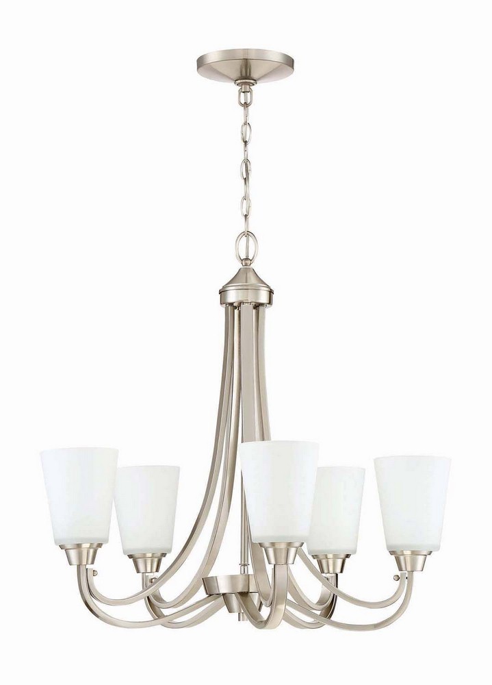 Craftmade Lighting-41925-BNK-Grace - Five Light Chandelier - 26 inches wide by 27 inches high Brushed Polished Nickel  Espresso Finish with White Frosted Glass