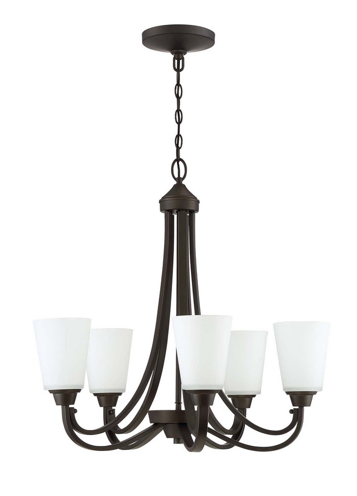 Craftmade Lighting-41925-ESP-Grace - Five Light Chandelier - 26 inches wide by 27 inches high Espresso  Espresso Finish with White Frosted Glass