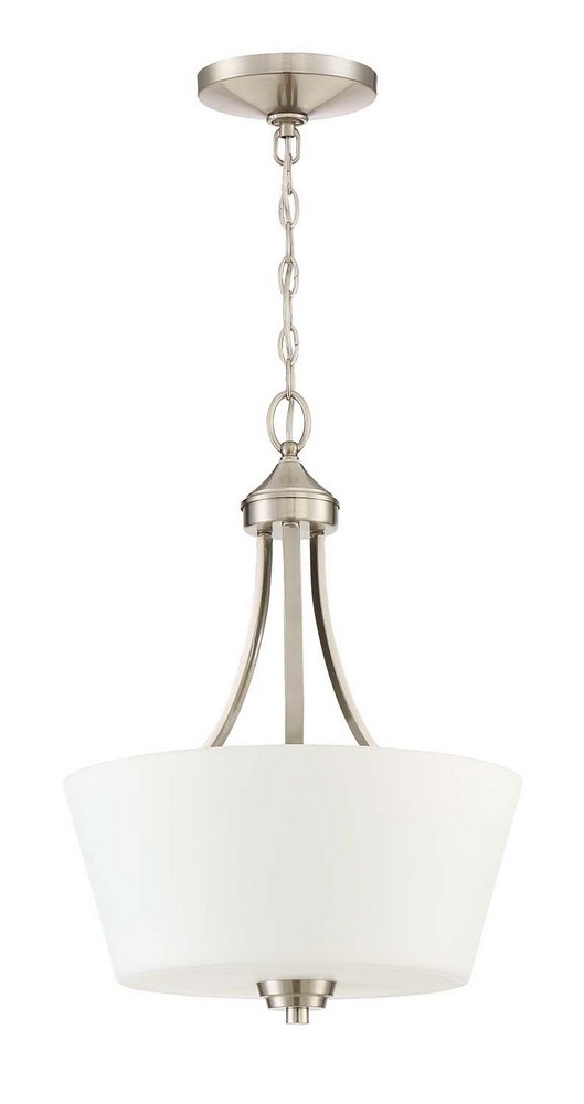 Craftmade Lighting-41943-BNK-Grace - Three Light Inverted Pendant - 16 inches wide by 21.5 inches high Brushed Polished Nickel  Espresso Finish with White Frosted Glass