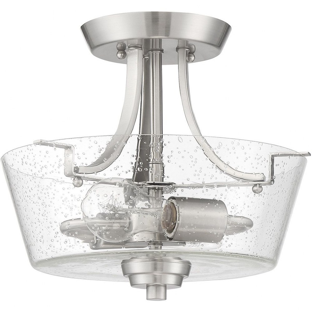 Craftmade Lighting-41952-BNK-CS-Grace - Two Light Convertible Semi-Flush Mount in Transitional Style - 13 inches wide by 12.5 inches high   Grace - Two Light Convertible Semi-Flush Mount in Transition