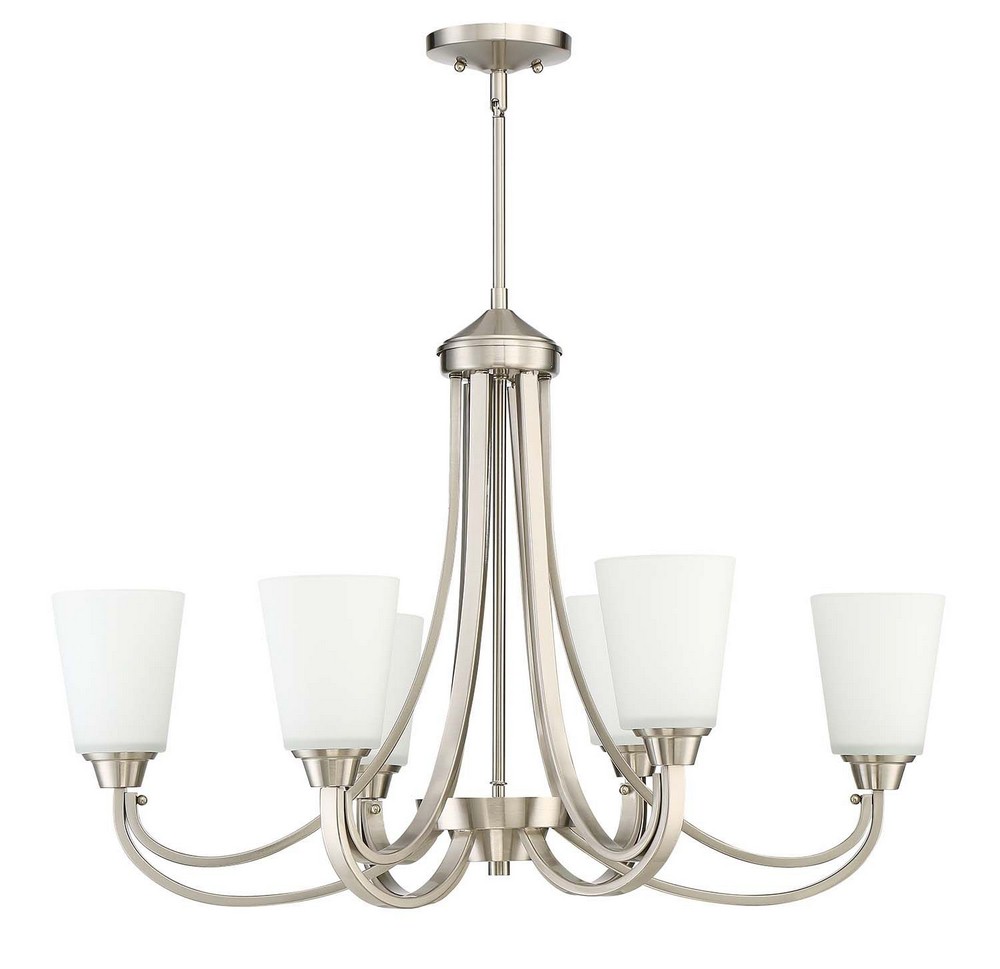 Craftmade Lighting-41976-BNK-Grace - Six Light Linear Chandelier - 18 inches wide by 22 inches high Brushed Polished Nickel  Espresso Finish with White Frosted Glass