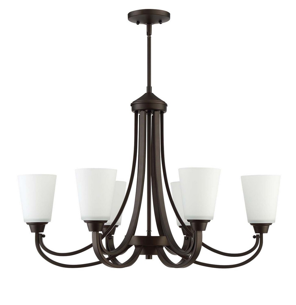 Craftmade Lighting-41976-ESP-Grace - Six Light Linear Chandelier - 18 inches wide by 22 inches high Espresso  Espresso Finish with White Frosted Glass