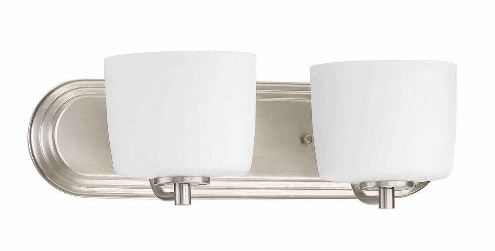 Craftmade Lighting-43502-BNK-Clarendon 2 Light Bath Vanity - 18 inches wide by 5.63 inches high   Brushed Polished Nickel Finish with White Opal Glass
