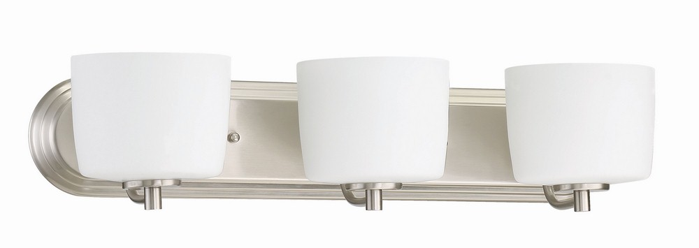 Craftmade Lighting-43503-BNK-Clarendon 3 Light Bath Vanity - 24 inches wide by 5.63 inches high   Brushed Polished Nickel Finish with White Opal Glass