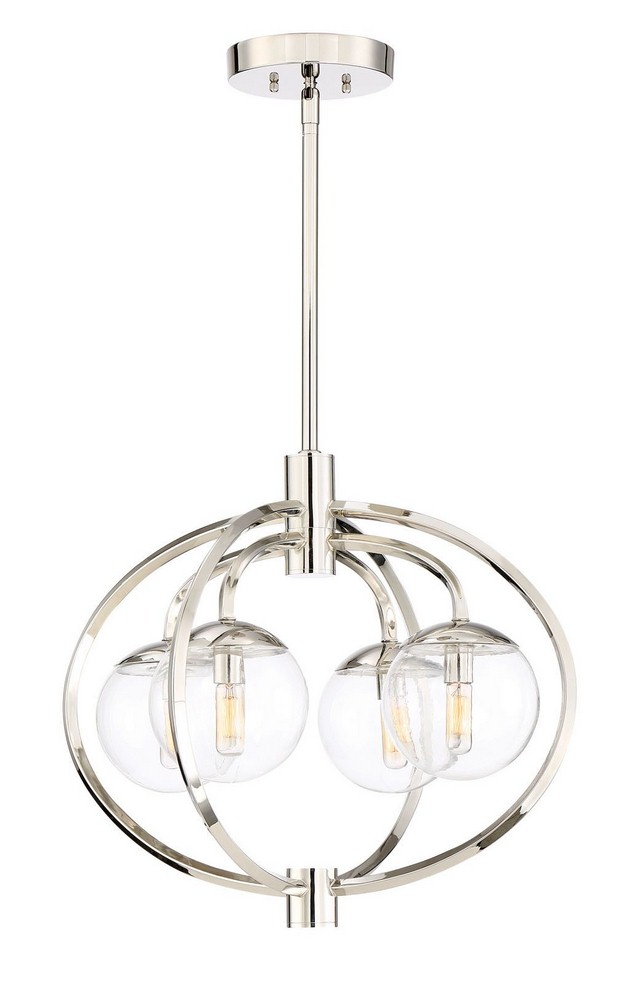 Craftmade Lighting-45524-PLN-Piltz - Four Light Chandelier   Polished Nickel Finish with Clear Glass