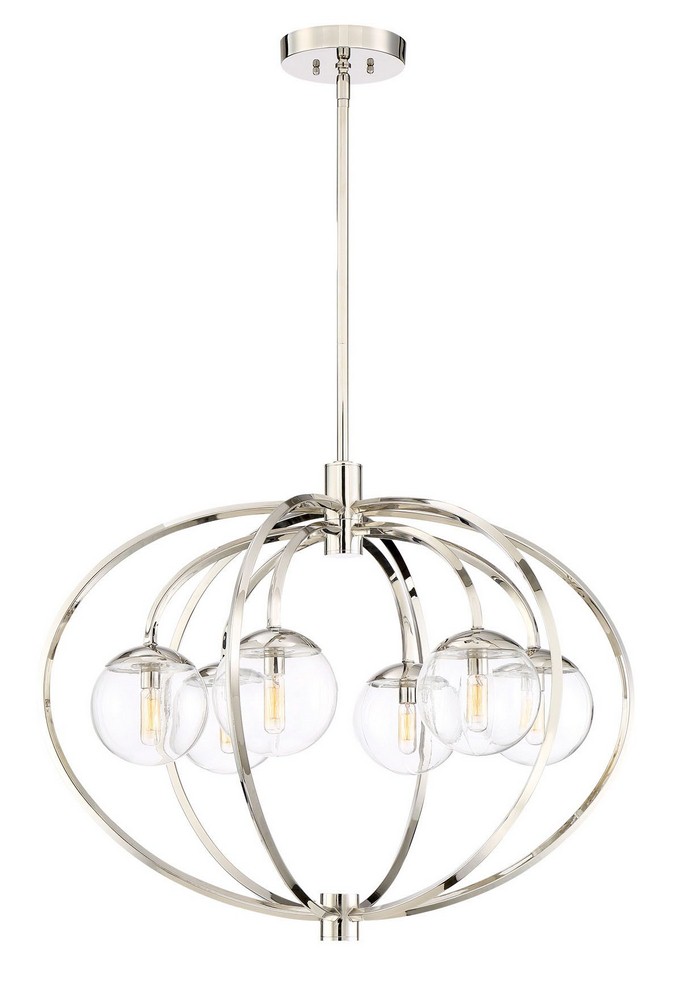 Craftmade Lighting-45526-PLN-Piltz - Six Light Chandelier   Polished Nickel Finish with Clear Glass