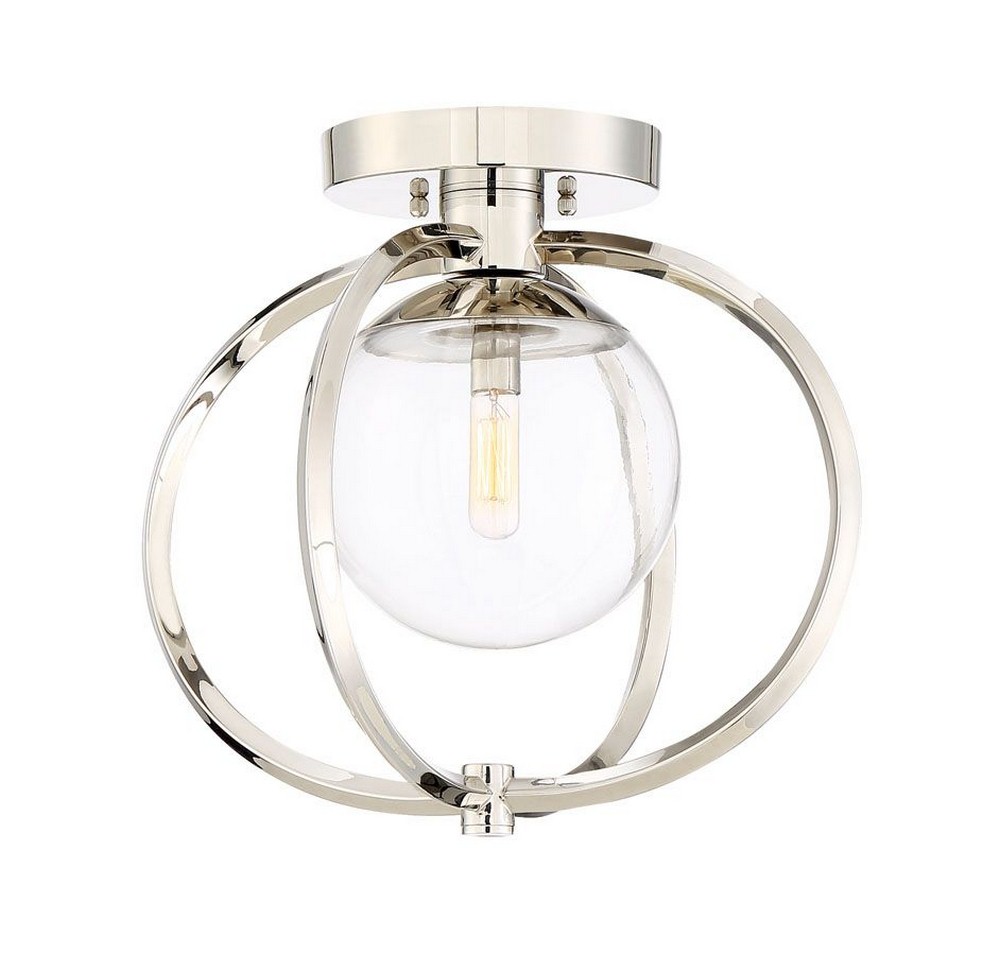 Craftmade Lighting-45551-PLN-Piltz - One Light Semi-Flush Mount - 14.5 inches wide by 13 inches high Polished Nickel  Satin Brass Finish with Clear Glass