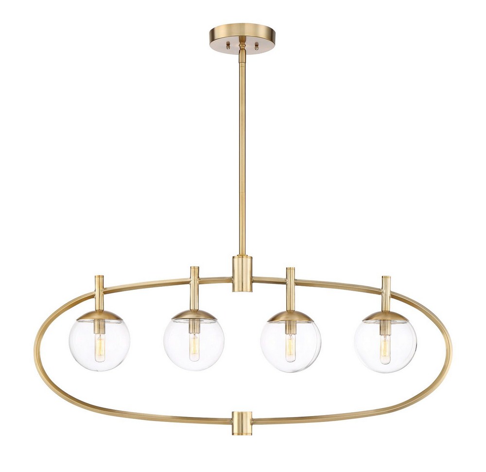 Craftmade Lighting-45574-SB-Piltz - Four Light Island - 6 inches wide by 17.25 inches high   Satin Brass Finish with Clear Glass