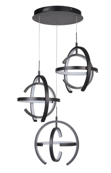 Craftmade Lighting-47893-MBK-LED-Dolby - 249W 3 LED Pendant - 29.5 inches wide by 16.5 inches high   Matte Black Finish with Frost White Glass