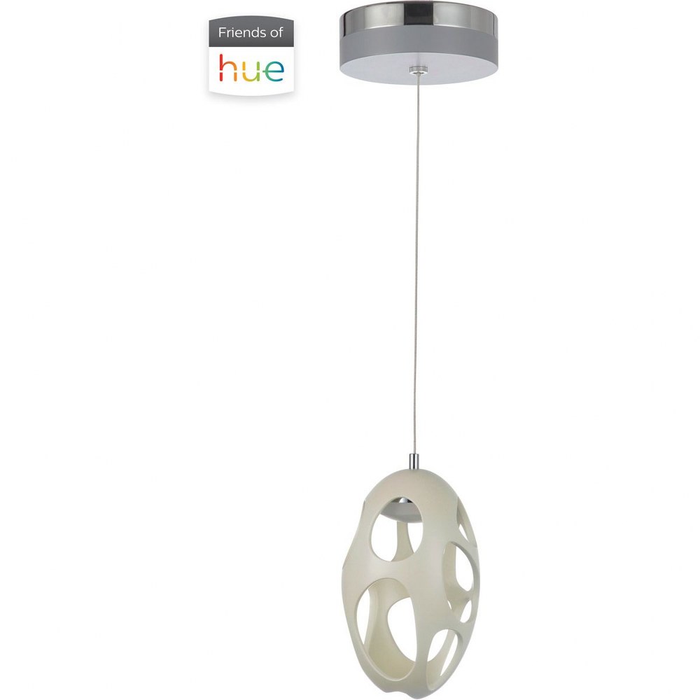 Craftmade Lighting-47991-W-HUE-Ovale - 5W 1 LED Mini Pendant - 7.6 inches wide by 10.63 inches high   White Finish with White Shade