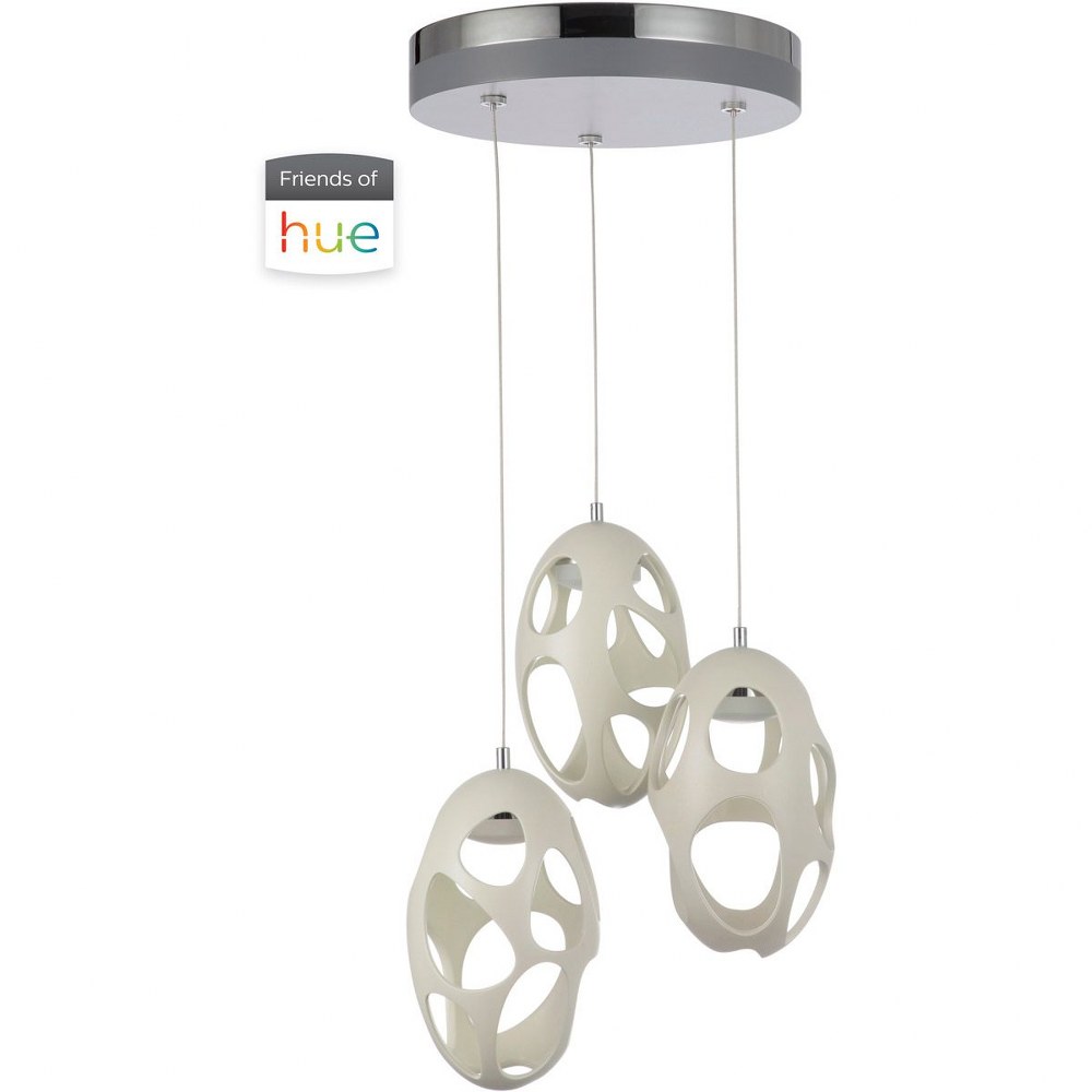 Craftmade Lighting-47993-W-HUE-Ovale - 42W 3 LED Pendant - 13.8 inches wide by 10.63 inches high   White Finish with White Shade