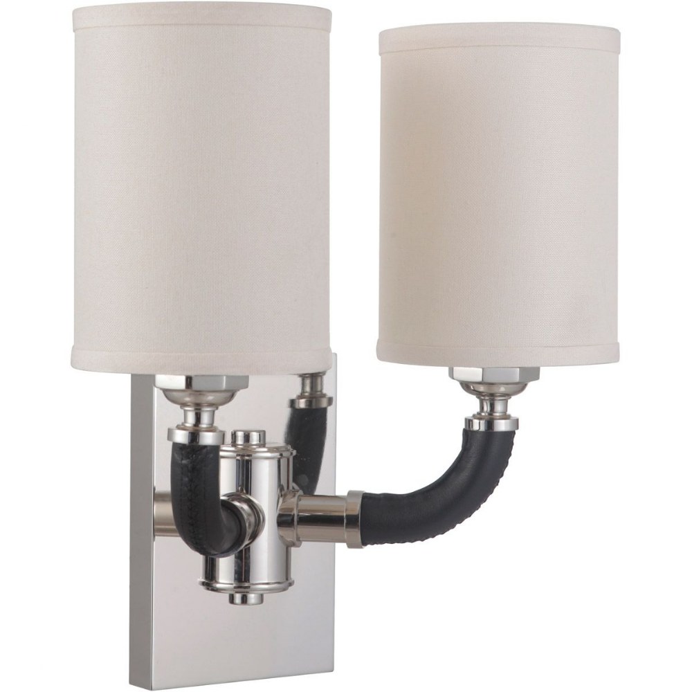 Craftmade Lighting-48162-PLN-Huxley - Two Light Wall Sconce - 13 inches wide by 14.4 inches high   Polished Nickel Finish with Ecru Linen Fabric Shade