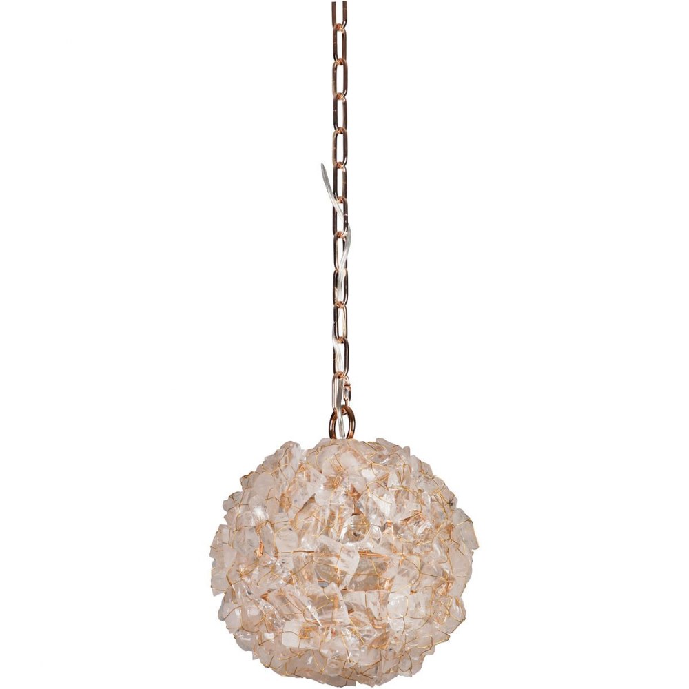 Craftmade Lighting-48490-GLD-Roxx - One Light Mini Pendant - 11.5 inches wide by 11.5 inches high   Gilded Finish with Natural Rock Glass with Natural Crystal