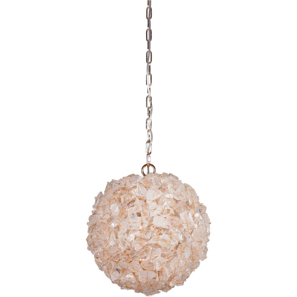 Craftmade Lighting-48491-GLD-Roxx - One Light Pendant - 16 inches wide by 16 inches high   Gilded Finish with Natural Rock Glass with Natural Crystal